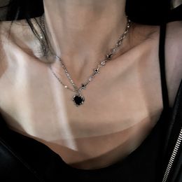 Pendant Necklaces Y2K Fashion Peach Heart Water Drop Necklace Women Black Crystal Egirl Sweet Cool Clavicle Chain Aesthetic Jewellery 230801