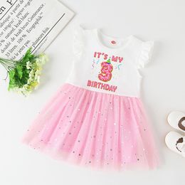 Girl's Dresses Baby Girl 1-6 Year Dress Cute Donut Number Birthday Outfit Girl Baby Dress Summer Clothes Kids Girl Party Tutu Outfits Dresses 230731