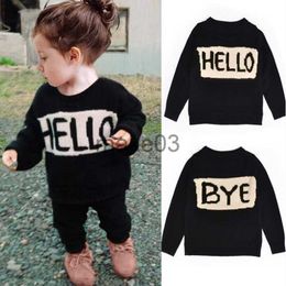Cardigan Lovely Baby Sweater Girls Boys Hello Letter ONeck Sweater Kids Long Sleeved Knit Cardigan Sweater Children Casual Tops Pullover J230801