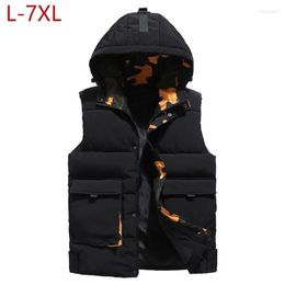 Men's Jackets Vest Large Size Winter Sleeveless Jacket Coat 2023 Casual Thick Warm Cotton Padded Down Big Sizes Hooded Waistcoat Male