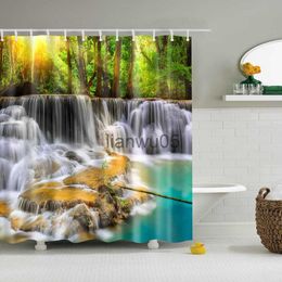 Shower Curtains Scenic Mountain and River Printed Shower Curtains Frabic Waterproof Polyester Bathroom Curtains With x0731