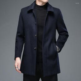 Men's Trench Coats Winter High Quality Mens Jackets And Business Casual Woollen Long Overcoat Men Turn Down Collar Wool Blends