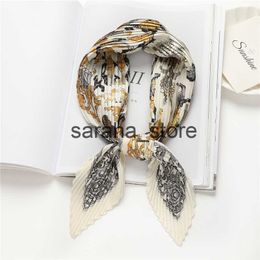 Scarves Floral Silk Crinkle Hair Bands Scarf Women Luxury Headband Square Scarves Bandana Foulard Office Ladies Shawl Accessories 2022 J230801