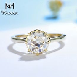 Wedding Rings Kuololit 2CT OEC 585 14K 10K Yellow Gold for Women Solitaire Luxury Ring Engagement Christmas Gifts 230802