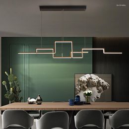 Chandeliers Simple Geometric LED Kitchen Lighting Living Room Dining Decoration Strip Light Lines Adjustable 110v-240v