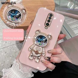 Cell Phone Cases Glitter Quicksand Space Bear Bracket Case for Redmi Note 11 4G Note 10 Pro Redmi 9 9A 9C 10A Xiaomi 11 Pro Stand Holder Cover L230731