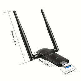 L-Link USB WiFi Adapter For PC: 1300Mbps Dual 5Dbi Antennas 5G/2.4G USB Wireless Network Adapter For Desktop Laptop - WiFi Dongle