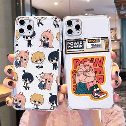 Cartoon Anime Chainsaw Man Phone Case for iPhone 15 14 13 11 12 Pro Max  Mini 7 8 Plus SE XS X XR Couple Cover For iPhone 11 Case