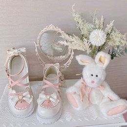 Dress Shoes 2023 Autumn Lolita Bow Cute Soft Girl Wild College Style JK Uniform Round Head Small Leather Kawaii 230801