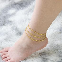 Anklets 18k Gold Plated Leaf-shape Stainless Steel Waterproof Summer Anklet For Girl And Women