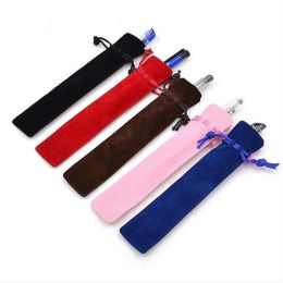Velvet Single Pencil Bag Soft Pen Pouch Holder Pen Case With Rope for Rollerball Fountain Ballpoint Pen LL