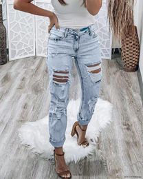 Women's Jeans 2023 Ripped For Women High Waisted Baggy Boyfriend Pants Girls Straight Leg Vintage Denim Trousers Fashion