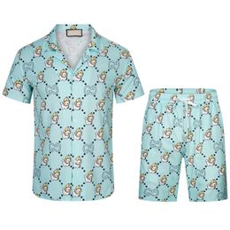 Fashion Designer Hawaii Beach Casual Shirt Set Summer Men's Business Shirt Short Sleeve Top Loose Shirt Asian size M-XXXL G07