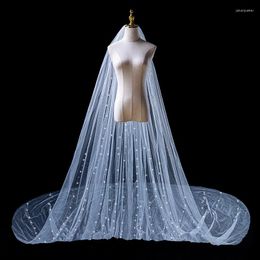 Bridal Veils Elegant Lace Beadings Wedding Long Cathedral 3 3.5 White Shine Veil Exquisite Crystal Appliques Sparkly Custom Made