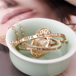 Pendant Necklaces Creative Hourglass Necklace Rotatable Time Converter Alloy Movie Peripheral Accessories