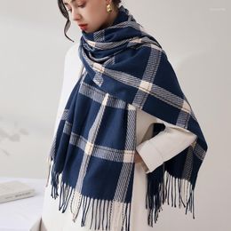 Scarves 34 Designs Women Warm Thick Shawl Wraps Scarf Winter Fashion Plaid Pashmina Cashmere Tassel Hijab Stole Bufandas Blanket