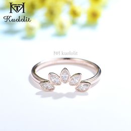 Wedding Rings Kuololit 0 5CT Marquise 18K 14K 10K White Gold Ring for Women D VVS1 Luxury Solitaire Band Engagement 230802