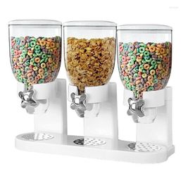 Storage Bottles 3 Cereal Dispenser Triple Canister 2L Organisation And Containers For Kitchen Countertop Rice