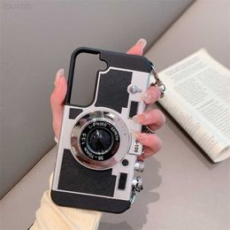 Cell Phone Cases Emily In Paris Retro Camera Leather Case for Samsung Galaxy S21 S22 Plus Note 20 Ultra S22Ultra S22Plus Cover with Strap Lanyard L230731
