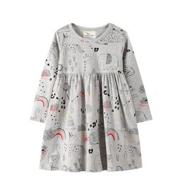 Girl s Dresses Jumping Metres Princess Girls With Floral Embroidery Fashion Kids Dress Cotton Autumn Winter Cat Baby Clothes 230802