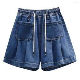 Women's Shorts Summer Women Denim With Drawstring Female Loose Elastic Waist Short Jeans Plus Size Womens Pants