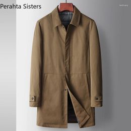 Men's Trench Coats Quality Brand Top Coat 2023 Autumn Winter 90% White Duck Down Man Long Style Business Casual Overcoat