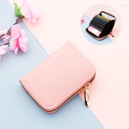 Card Holders PU Leather Men Women Holder Small Zipper Wallet Solid Coin Purse Accordion Design 11 Bits ID Business Bags