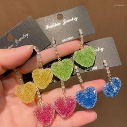 Dangle Earrings Unique Personality Fashion Sand Candy Jelly Colour Love Shape Stud Sweet Girl Party Jewellery Birthday Gifts
