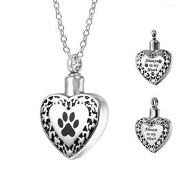 Pendant Necklaces Stainless Steel Cremation Dog Pet Urn Ash Necklace Always In My Heart Urns Jewellery Gift For Him With Chain