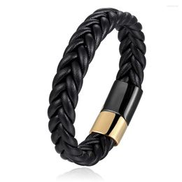Charm Bracelets Promotional Multi-layer Men's Leather Bracelet Hand-knitted Stainless Steel Accessories For Men Boy Commemorative Gift