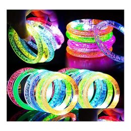 Party Favor Led Glow Sticks Bracelets Anklet Light Up Favors Flashing Bubble Clear Bangle Birthday Carnival Atmosphere Supplies Drop D Dhdzw