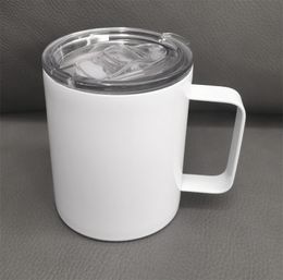 12oz Sublimation Handle Mugs White Blank Stainless Steel Cups 350ml Heat Transfer Coffee Mug QMR24b