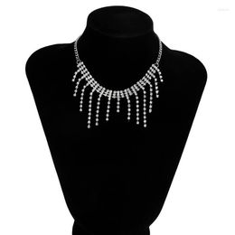 Pendant Necklaces Luxury Bling Rhinestone Claw Chain Long Tassels Choker Necklace Women Fashion Wedding Party Bridal Collar