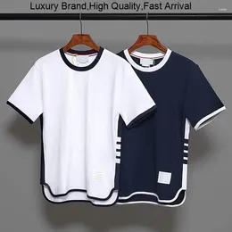 Men's T Shirts Fashion Brand Stripe Short Sleeve Contrasting Trim Original Design Trend T-shirt High Quality Luxury Women's Famous Tops