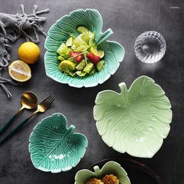 Bowls Ceramic Sauce Bowl Porcelain Leaf Shape Tableware Fruit Salad Snack Microwave Noodle