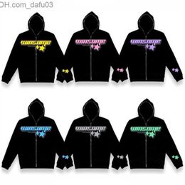 Men's Hoodies Sweatshirts Super Large Full Zipper Star Letter Printed Gothic Punk Men's Sweatshirt Jacket Zipper Y2K Hip Hop Women's Personalised Z230802