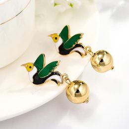 Dangle Earrings Bird-shaped Peadant Women's Summer Enamel Painted Fashion Cute Glazed Bird Animal Earrings.