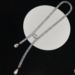 Pearl Pendant 925 Silver Necklace Ladies Stainless Steel Diamond Splicing Chain Simple Link Necklace Classic Classy Party Jewelry