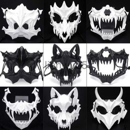 Party Masks Japanese Anime Dragon God Skeleton Half Face Mask Cosplay Animal Skeleton Mask Unisex Halloween Masquerade Carnival Party Props x0802