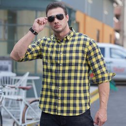 Men's Casual Shirts Autumn And Winter Style Non-iron Cotton Brushed Plaid Oversized Long Sleeve Shirt Relaxed Business Fashion