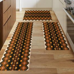 Carpets Geometric Small Flower Print Kitchen Mat Entrance Doormat Rug Home Floor Balcony Anti-Slip Carpet Decor