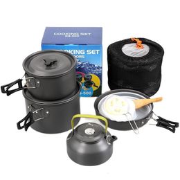 Outdoor Gadgets Camping Cooking Set DS500 DS508 3 5 Person Cookware Nonstick Pot 230801