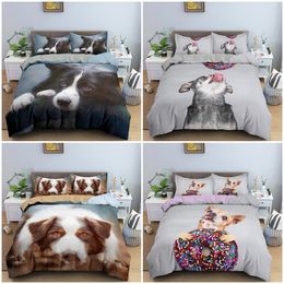 Bedding sets Animal 3D Pet Set 2 3pcs Soft Quilt Cover Duvet Twin Full Queen King Size Home Textile 230801