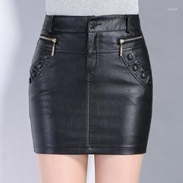 Skirts Women Sexy Faux Leather High Waist Mini Short Skirt Multi Purpose For Skater Work Nightclub Above Knee T276