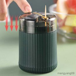 2pcs Toothpick Holders New Simple Toothpick Box Toothpick Dispenser Creative Push Automatic Eject Toothpick Holder Household Convenient Home Gadget R230802