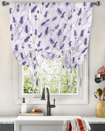 Curtain Lavender Flowers Watercolour Window For Living Room Home Decor Blinds Drapes Kitchen Tie-up Short Curtains