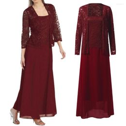 Casual Dresses Women's Elegant Exquisite Lace Embroidery Guest Wedding Party Dress Vintage Temperament Two Piece Suits Ladies Maxi Robe