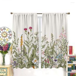 Curtain Vintage Floral Botanical Plant Herbs Wildflower Blossom Thin Window For Living Room Bedroom Decor 2 Pieces