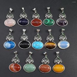 Pendant Necklaces 6 PCS Wholesale Exquisite Natural Semi Precious Crystal Gourd Shaped Alloy Jewelry Making DIY Necklace Accessories Gifts