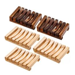 Bath soap Dishes Natural Bamboo Wooden Soap Dishes Plate Tray Holder Box Case Shower Hand Washing Soaps Holders LL
